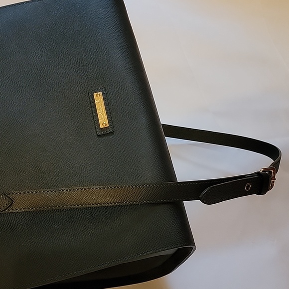 NWOT Cristhelen B Purse Tote Bag Leather? Blue Shoulder Strap Gorgeous Heavy - Picture 4 of 16